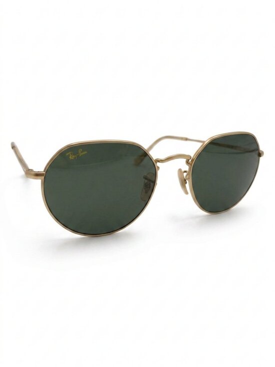 Unisex Ray-Ban Jack Gold Frame Sunglasses with Dark Green Lenses, RB3565 53/20
